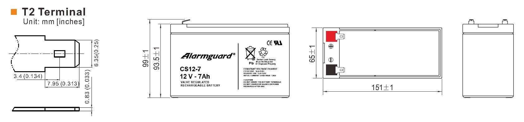 CS1270 12V/7Ah Security akumulátor Alarmguard