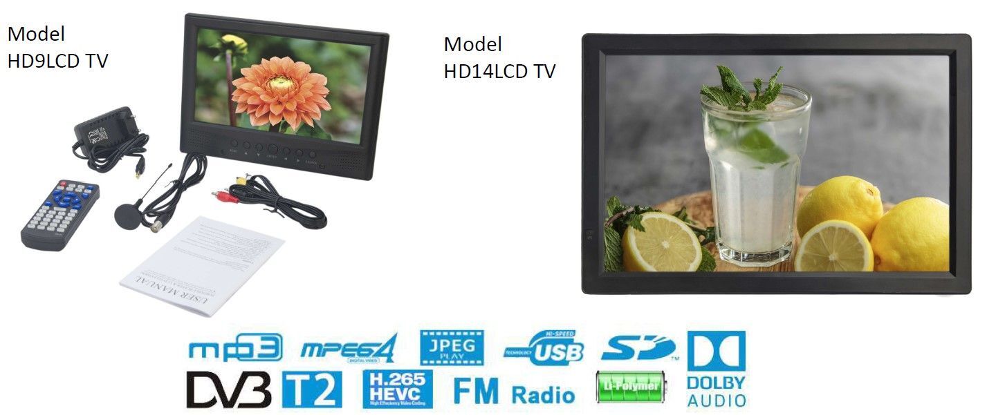 HD9LCD TV DVB-T/T2 portable TV