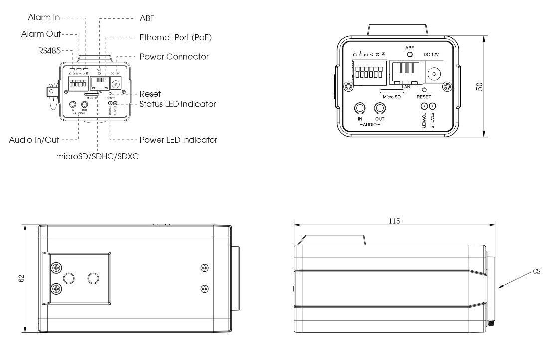 MS-C8152-PA NDAA AI IP 8MP/30fps BOX kamera
