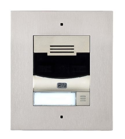 IP Solo, dveřní interkom, 1 tl., bez kamery, zapuštěná montáž (vč. rámečku), nikl