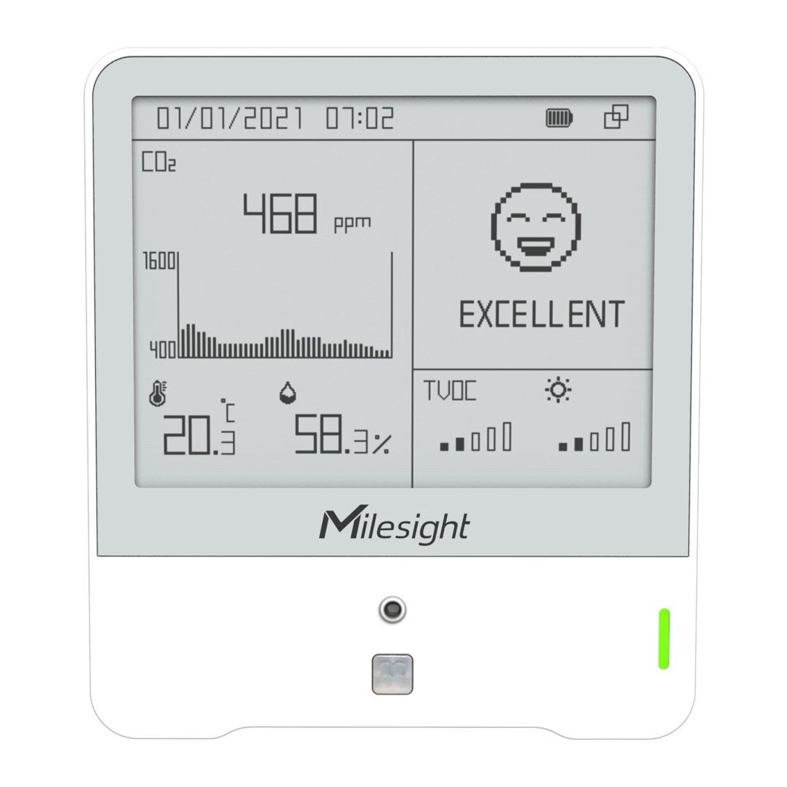 AM307-868M Senzor kvality ovzduší, CO2, teploty, vlhkosti, NFC, IP30