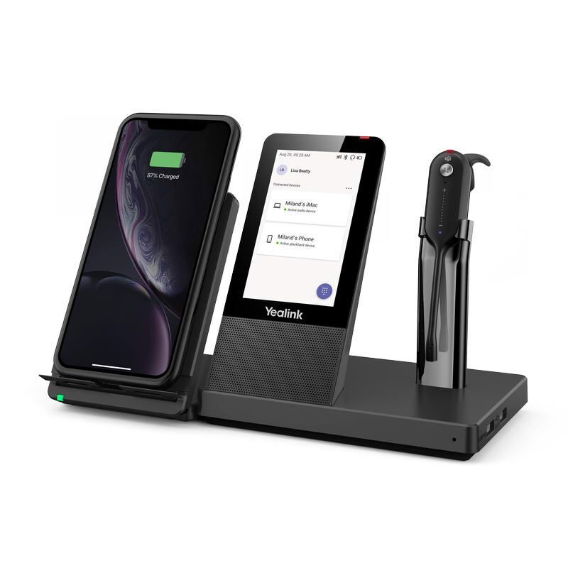 Yealink WH67 DECT základna s dotykovým LCD a s náhlavní soupravou do jednoho ucho pro Teams