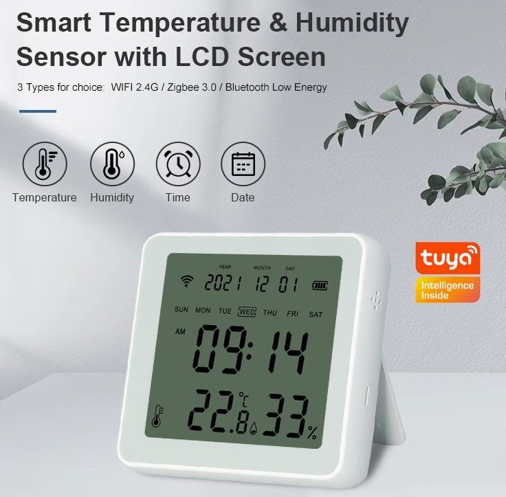 HDTE201 WiFi TUYA LCD detektor teploty a vlhkosti
