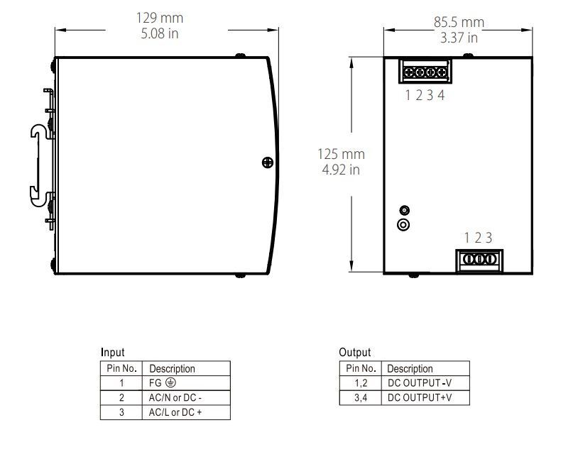 YSDS-480-24 Zdroj DC 24V/480W 20A, DIN