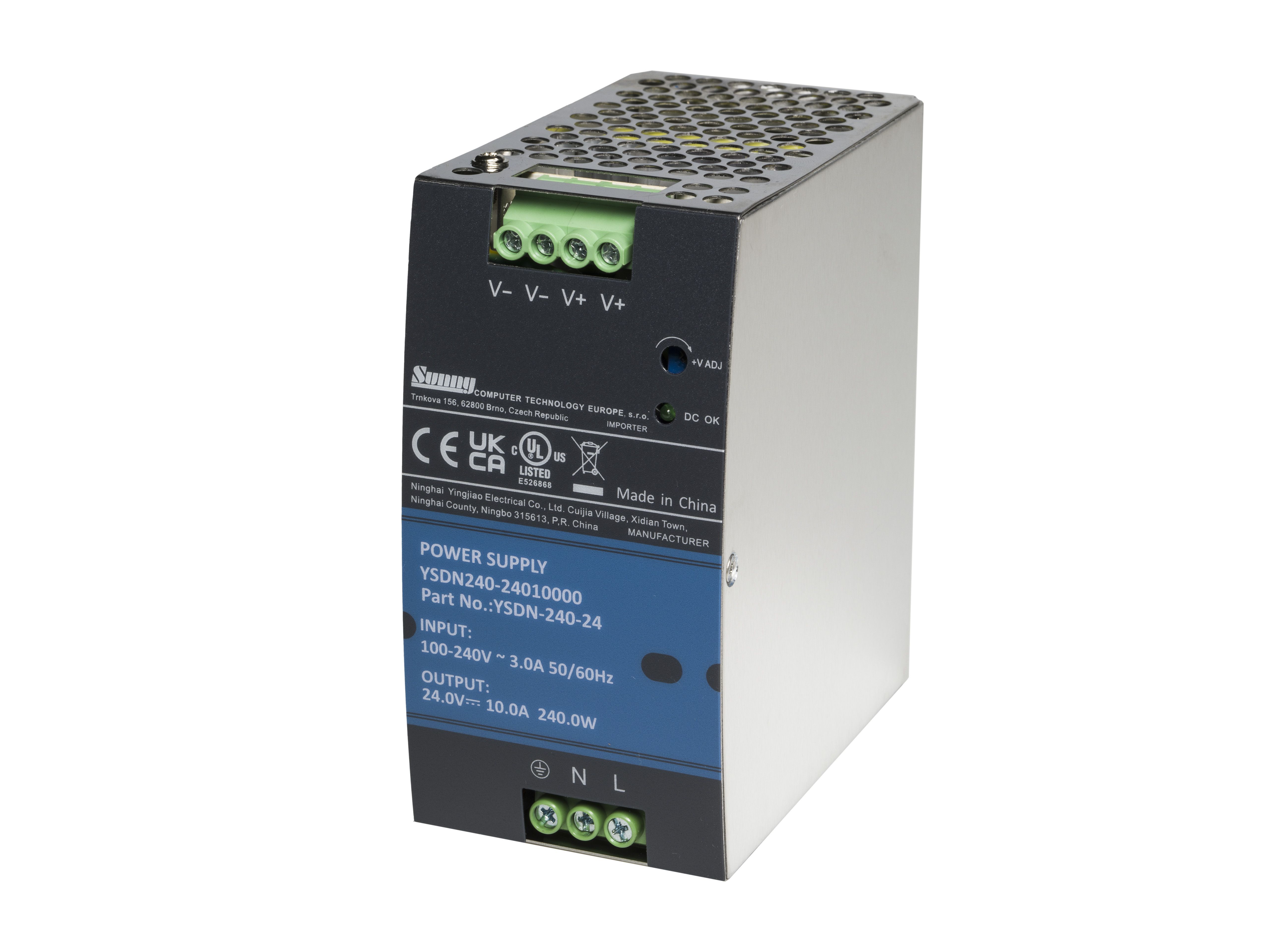 YSDS-240-24 Zdroj DC 24V/240W 10A, DIN