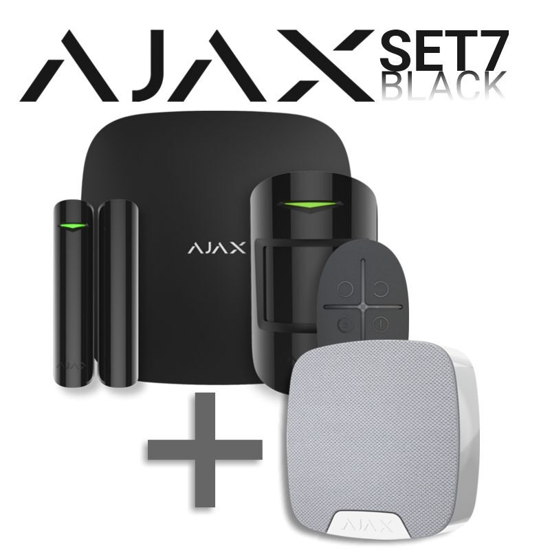 SET 7 -  Ajax StarterKit black + Ajax HomeSiren white - ZDARMA