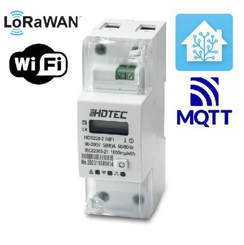 HDS238-2LR LoRaWAN MQTT WiFI, SENZORA WiFi 1F el. meter, 65A, LCD display