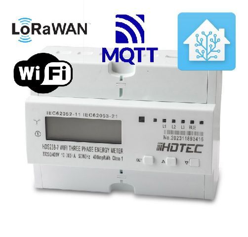 HDS238-7LR LoRaWAN MQTT, SENZORA WiFi 3F el. meter, 3X230/400V 80A, LCD display