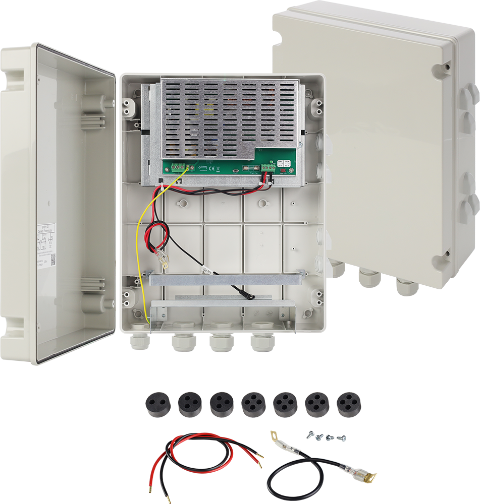 SWBH-1 Power supply system for PoE switches with battery backup, 52VDC/2x12A/120W, IP44