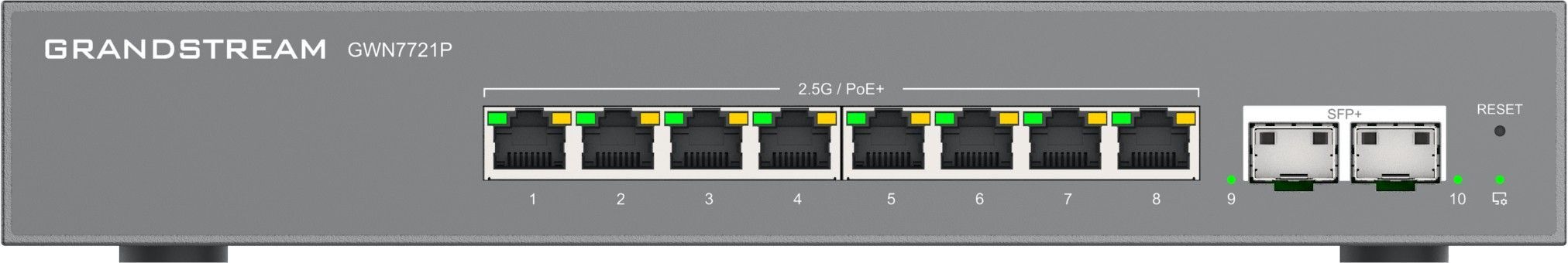 Grandstream GWN7721P L2 Lite managed switch, 8x 2.5GbE RJ45, 2x 10G SFP+, PoE/PoE+