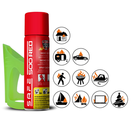 SET Fire extinguishing spray SAFE 500RED + holder SAFE 50F