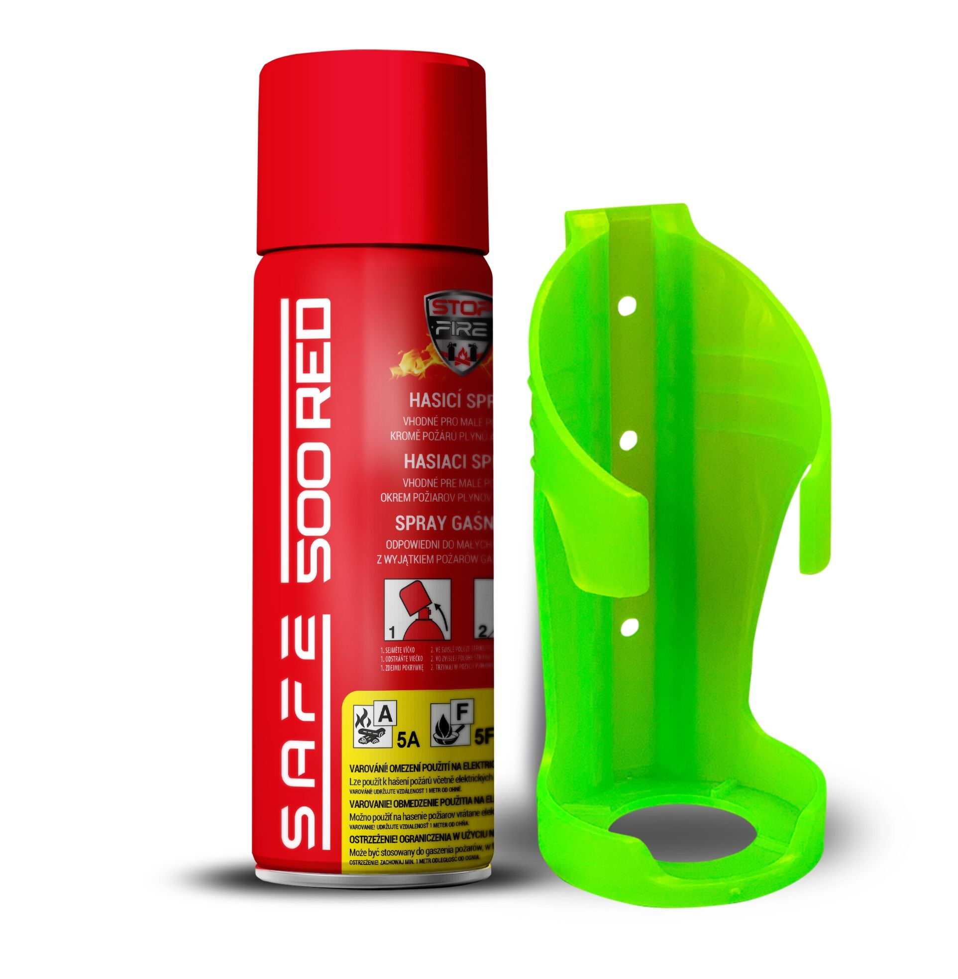 SET Fire extinguishing spray SAFE 500RED + holder SAFE 50F