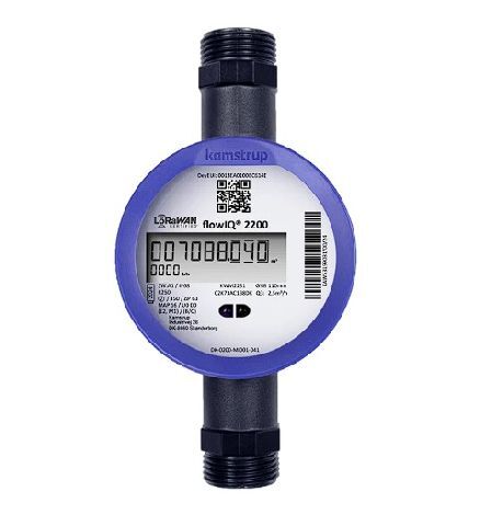 Q3 2.5 m³/h, G1B (R¾) x 190 mm (DN20), PN16, R100 LORAWAN