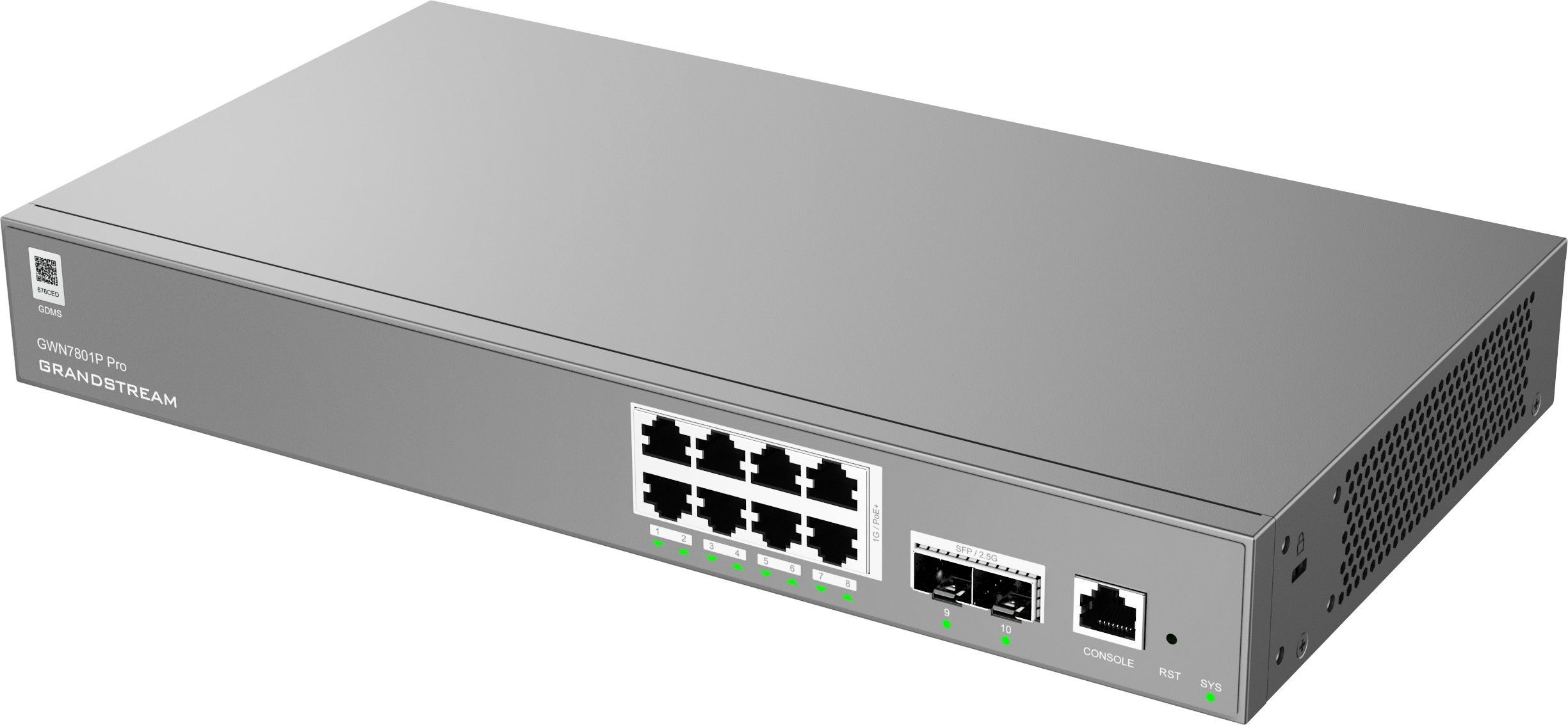 Grandstream GWN7801P Pro L2++ Managed switch, 8x Gbs, PoE, 2x2.5G SFP