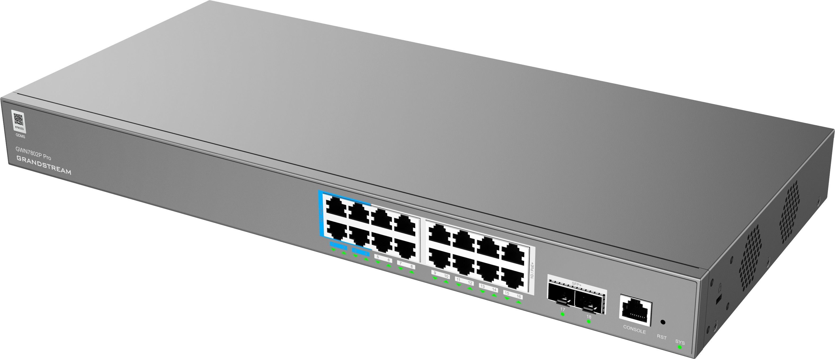 Grandstream GWN7802P Pro Layer 2++ Managed Network switch, 16x Gb RJ45 PoE