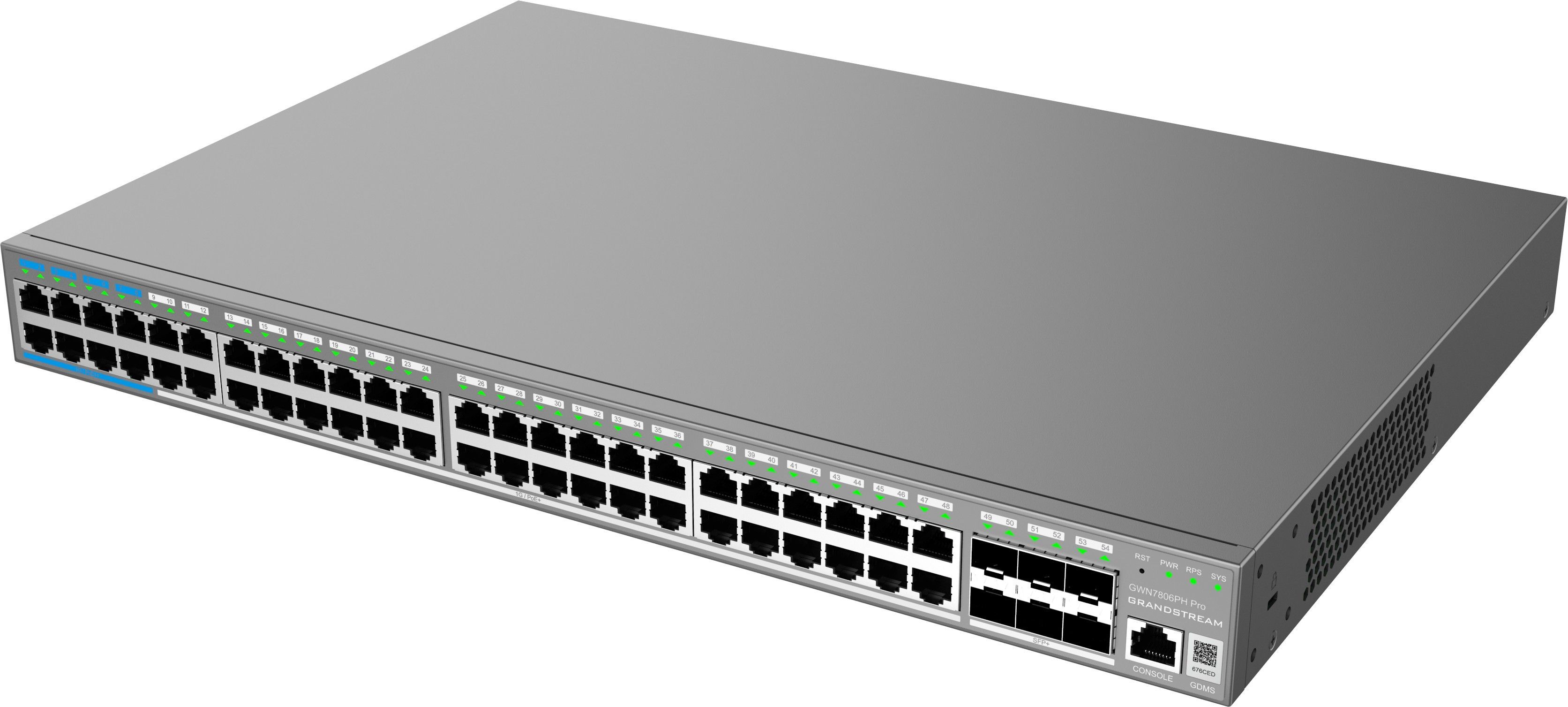 Grandstream GWN7806PH Pro L2++ Managed switch, 48 portů, 6x SFP+, PoE++ 